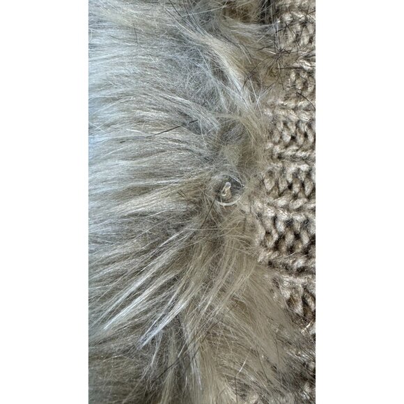 MINT Jennifer Lopez Long Women's Open M Removable Fur Collar Gold Sweater - Picture 10 of 10